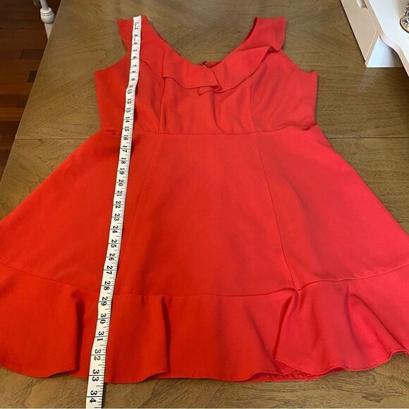 ASOS Red Ruffle Mini Fit & Flare Mini Dress Size 12 - Picture 8 of 10